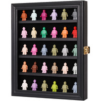 Verani Minifigures Miniature Display Case Collectibles Display Box Wall Mount Figure Display Curio Cabinet With Uv Protected Anti Fade 92% Clear For Small Objects Lockable Removable Shelves Black