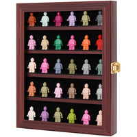 Verani Minifigures Miniature Display Case Collectibles Display Box Wall Mount Figure Display Curio Cabinet With Uv Protected Anti Fade 92% Clear For Small Objects Lockable Removable Shelves Mahogany
