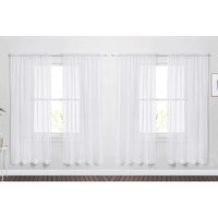 Nicetown Sheer White Curtain Sets 72 Inch Length, Window Treatment Rod Pocket Tulle Voile Drape/Panel For Living Room/Bedroom, 4 Panels, 60\" Wide