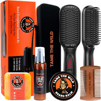 Tame The Wild Pro Beard Straightener For Men Kit - Beard Grooming Kit - Includes Portable Heated Beard Brush, Beard Soap, Pearwood Comb, & Storage Case