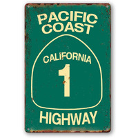 Vintage Metal Tin Sign Pacific Coast Highway Signs California Decor Abbey Street Road Sign Surf Tin Signs Summer Travel Gift 12 X 8 In