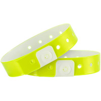 Ouchan Plastic Event Wristbands Neon Yellow - 100 Pack Vinyl Wristbands For Parties