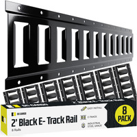Eight 2' E Track Tie-Down Rail, Powder-Coated Steel Etrack Tiedowns | 2' Horizontal E-Tracks, Pack Of 8 Bolt-On Tie Down Rails For Cargo On Pickups, Trucks, Trailers, Vans
