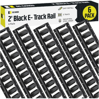 Six 2' E Track Tie-Down Rail, Powder-Coated Steel Etrack Tiedowns | 2' Horizontal E-Tracks, Pack Of 6 Bolt-On Tie Down Rails For Cargo On Pickups, Trucks, Trailers, Vans