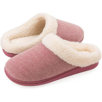 Wishcotton Women's Lamb-Rub Sherpa House Slippers Memory Foam Indoor Outdoor, Pink, 6.5-7.5 Us