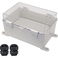 Zulkit Junction Box Abs Plastic Waterproof Ip65 Electrical Boxes Hinged Shell Clear Cover Outdoor Universal Project Enclosure With Mounting Plate And Wall Brackets 11.8 X 7.9 X 6.3 Inch (300X200X160Mm)