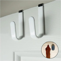 Evelots Over The Door Hooks For Wide Doors, 2 Pack Heavy Duty White Rubber Coated Metal Door Hanger Hook For Hanging Clothes, Towels, Coats, Hats In Bathroom, Bedroom, Or Office