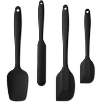 4 Piece Silicone Spatula Set, Flexible Heat Resistant Non-Scratch Baking Cooking Rubber Spatulas With Stainless Steel Core, Black