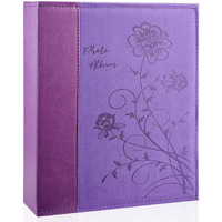 Miaikoe Photo Album 8X10 Clear Pages Pockets Leathe Cover Slip Slide In Photo Album Holds 50 Vertical 8X10 Photos Picture Book For Wedding Family (Purple)