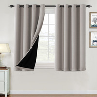 100% Blackout Curtains For Bedroom Thermal Insulated Blackout Curtains 45 Inch Length Heat And Full Light Blocking Curtains Window Drapes For Living Room With Black Liner 2 Panels Set, Warm Taupe