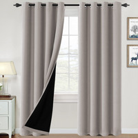 100% Blackout Curtains For Bedroom Thermal Insulated Blackout Curtains 84 Inch Length Heat And Full Light Blocking Curtains Window Drapes For Living Room With Black Liner 2 Panels Set, Warm Taupe