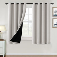 100% Blackout Curtains For Bedroom Thermal Insulated Blackout Curtains 54 Inch Length Heat And Full Light Blocking Curtains Window Drapes For Living Room With Black Liner 2 Panels Set, Pumice Stone