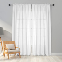Melodieux White Semi Sheer Curtains 96 Inches Long For Living Room, Linen Look Bedroom Rod Pocket Voile Drapes, 52 By 96 Inch (2 Panels)