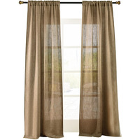 Valea Home Soft Burlap Look Natural Tan Rod Pocket Window Curtain Panels For Living Room, 52 Inches X 90 Inches, 1 Panel