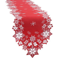 Simhomsen Embroidered Snowflakes Table Runners For Christmas Holiday And Winter (Red, 14