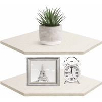 Homode Corner Shelf Wall Mount, Set Of 2 Corner Floating Shelves With Cord Hole For Tv, Cable Box, Wood Hanging Storage Shelf Organizer For Bathroom Kitchen Living Room Bedroom, Vintage White