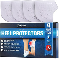 Ballotte Silicone Heel Protectors (2 Pairs) - Gel Heel Pads/Silicone Socks - Pain Relief For Cracked Heel, Blister Prevention, Heel Cups For Plantar Fasciitis, Ultra Soft Heel Cushion (Small)