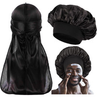 Bonnet For Men Curly Hair,Silk Bonnet For Men For Sleeping,Matching Durag And Bonnets Set For Couples,Mens Bonnet Pack A