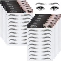 12 Sheets 4D Hair-Like Waterproof Eyebrow Tattoos Stickers Eyebrow Transfers Stickers Grooming Shaping Eyebrow Sticker For Women And Girls (2 Style) (Simple Style)