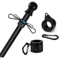 2 Sets 5Ft Outdoor Flag Pole For House, Carbon Fiber Design Heavy Duty Flag Pole With Tangle Free Spinning Grommets, High Wind Flagpole For Residential Garden Yard Porch Commercial (Flag Pole Only)