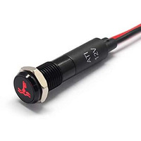 Alpinetech Plb8Ms 8Mm 5/16" 12V Led Metal Signal Indicator Pilot Dash Light Black Bezel With Symbols (Temperature Warning)