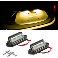 Hipopy 2Pcs Led License Plate Light, 12V/24V Waterproof 6-Smd License Plate Lamp Tail Light For Most Cars, Trucks, Trailer, Buses, Step Courtesy Light, Dome/Cargo Lights (Yellow)