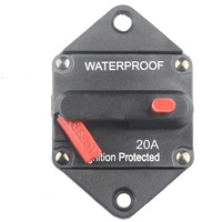 Wohhom Hi-Amp 20Amp Circuit Breaker 12V-32V Dc Waterproof, 10-300A Fuse Inverter With Manual Reset Button For Auto Truck Rv Marine, Panel Mount (20A)