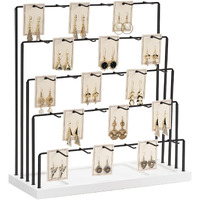Dgwjsu Earring Display Stands For Selling , Earring Rack Display Holder Stand, Jewelry Display For Selling Earring Cards, Bracelets, Hair Accessories, Rings, Necklaces 15"W X 6"D X 15.5"H ( 30 Hooks )