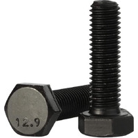 M8 X 35Mm Hex Head Screw Bolt, Fully Threaded, Alloy Steel Grade 12.9, Black Oxide Finish, Quantity 15