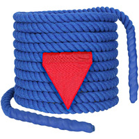 Tug Of A War Rope For Kids And Adult, Tag O War Ropes With Flag For Outdoor, Outside Carnival, Lawn, Field, Team Building Game, Safety Cord For School And Church, Blue 25Ft