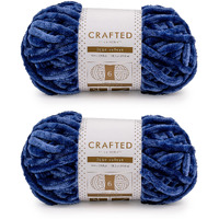 Crafted By Catherine Luxe Velvet Solid Yarn - 2 Pack (98 Yards Each Skein), Royal Blue, Gauge 6 Super Bulky