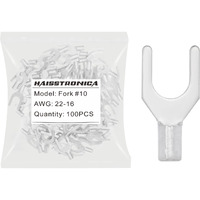 Haisstronica 100Pcs #10 Fork Terminals,Awg 22-16 Brazed Seam Non-Insulated Copper Wire Connectors