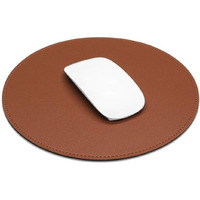 Proelife Premium Cute Round Mouse Pad Mat Waterproof Pu Leather 8.66-Inch Mousepad With Anti-Skid Base Stitched Edge For Home Office Gaming Computer Laptop Accessories (Brown)