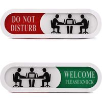 Do Not Disturb Welcome Please Knock Sign,Privacy Sign For Home Office Hotles Hospital Conference Room,Slider Door Sign (Tells Whether Room Vacant Or Occupied), 6.69'' X 1.96''