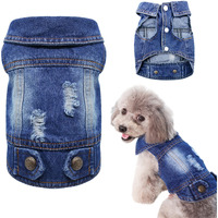 Sild Pet Clothes Dog Jeans Jacket Cool Blue Denim Coat Small Medium Dogs Lapel Vests Classic Hoodies Puppy Blue Vintage Washed Clothes