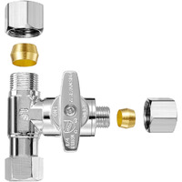 Tee Stop Valve - Lead-Free Add-A-Tee Valve 3/8 Inch X 3/8 Inch X 1/4 Inch,1/4 Turn,Brass Angle Stop Valve Adapter For Reverse Osmosis Water Filters,Ice Maker,Refrigerator
