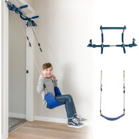 Gym 1 Deluxe Doorway Swing Set - All-In-One Indoor Gym And Playground For Kids And Adults - Two Attachments For Fun And Fitness Indoors: Pull-Up Bar And Plastic Swing - Color: Blue