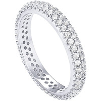 Pavoi 14K Gold Plated Cubic Zirconia Double Row Eternity Band White Gold For Women Size 5