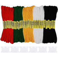 Cldamecy 30 Skeins Embroidery Thread,Black White Red Green Golden Embroidery Floss For Cross Stitch And Diy Art Craft,Friendship Bracelets String,With 12 Pcs Floss Bobbins