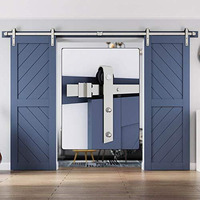 Easelife 10 Ft Brushed Nickel Double Sliding Barn Door Hardware Track Kit,Basic J Pulley,Heavy Duty,Slide Smoothly Quietly,Easy Install (10Ft Track Kit For Double 30" Wide Door)