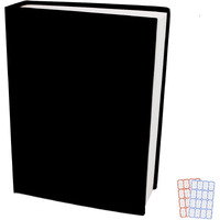 Black Stretchable Jumbo Book Sleeve Covers, Washable Durable Reusable Book Protector Fits Hardcover Textbooks Up To 9" X 12" Office Supply With Free Sticker Labels (1 Pack, Black)
