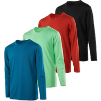 4 Pack:Boys Girls Youth Teen Active Wear Athletic Quick Dry-Fit Moisture Wicking Performance Basketball Gym Essentials Sport Long Sleeve Crew Undershirt Tee Top Top-Set 9, Small