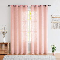 Fmfunctex Sheer Pink Curtains For Bedroom 96 Inches Long Extra Long Rich Linen Textured Window Treatment Set For Living Room Blush Pink Nursery Room Drapes 52