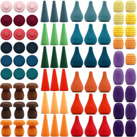 Large Set Full Rainbow Color Style Wooden Loose Parts Sensory Play Toys, Rainbow Mandala Loose Parts 7 Shapes, 27 Colors, Rainbow Stacker Nesting Toys Parts(81 Pcs)