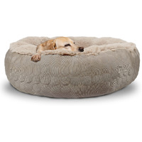 Hachikitty Dog Donut Bed Calming Bed Donut Round, Fluffy Dog Bed Medium Large Dogs, Cooling Warming Soft Dog Cushion Bed, Double Sided Available Donut Bed With Warm & Cool Sides(X-Large, Taupe)