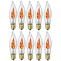 The Dreidel Company Flicker Flame Shaped Menorah Light Bulbs, E12 Replacement Bulbs, Dances With A Flickering Orange Glow, 1 Watt, 120 Volt (10-Pack)