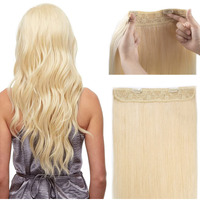 Tinashe Wire Hair Extensions Real Human Hair Bleach Blonde Straight Human Hair Extensions 16Inch 90G Invisible Wire Fish Line Hair Extensions Remy Human Hair Extensions For Women