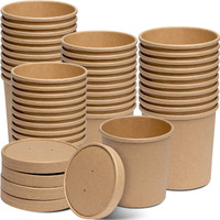 Gusto [16 Oz. - 50 Count Kraft Paper Food Containers With Vented Lids - To Go Hot Soup Bowls, Disposable Ice Cream Cups, Ideal For Hot And Cold Foods- (Formerly Comfy Package)