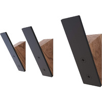 Wall Coat Hook Rack - Set Of 3 - Black Walnut Wood Black Metal Hooks For Hanging Coats - Hat Hooks For Wall - Decorative Wall Hooks - Hat Hangers For Wall