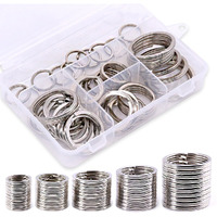 Swpeet 60 Pcs Assorted Multi-Purpose Metal Keychain Rings Split Keyrings Flat O Ring For Home Car Keys Attachments Keys Pendants - 20Mm, 25Mm, 30Mm, 35 Mm, 38 Mm